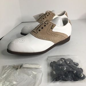 Vintage Mizuno Women’s Golf Shoes Cleats Size 8 N NOS White/Brown